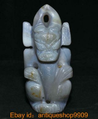 5.  8 " Old China Hongshan Culture Agate Onyx Dynasty Carving Helios Statue Dj F13
