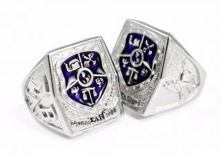 Sigma Lambda Beta Sterling Silver Crest Ring With Purple Enamel