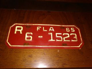 Rare 1965 " Florida Motorcycle License Plate "