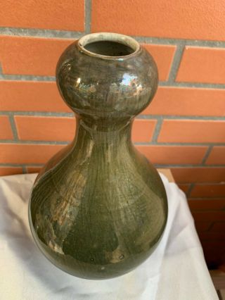Chinese Antique Export Porcelain Green & Yellow Glazed Crackle Vase