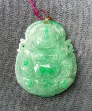Vintage Carved Chinese Jade Pendant Buddha 20th Century