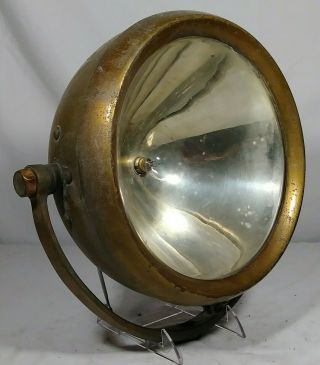 Early Antique Brass Fire Truck Spot Light Guide Motor Lamp Mfg.  Cleveland Ohio