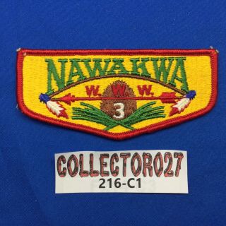 Boy Scout Oa Nawakwa Lodge 3 S5 Order Of The Arrow Pocket Flap Patch Va