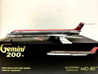 1:200 Gemini Northwest Airlines Mcdonnell Douglas Md - 80 (md - 82) N314rc Rare