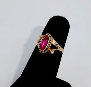 Vintage North Carolina State Univ A & T 14k Gold Ruby Diamond Class Ring,  5.  5