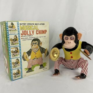 Vtg Daishin Battery Operated Musical Jolly Chimp Box Japan Not