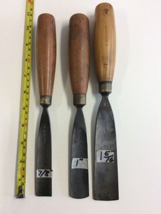 Vintage Herring Bros Wood Carving Chisels X 3 Old Tools