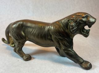Vintage Heavy Brass Tiger Cougar Cat 9 1/2”
