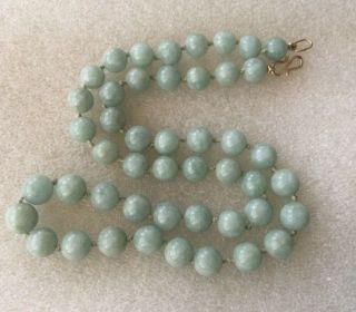 Antique/vintage Estate Find 14 K Gold 20”chinese Jade Knotted Bead Necklace.  52.  9