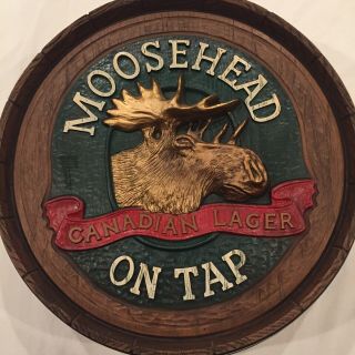 Vintage Moosehead Canadian Lager On Tap Beer 3d Bar Faux Keg Barrel Head Sign