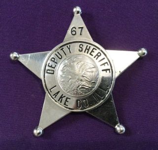 Obsolete 1940s Lake County,  Illinois Deputy Sheriff Badge Made By C.  H.  Hanson