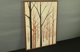 Vintage Marushka Tree / Forest Fabric Screen Print Frame,  Michigan 1980