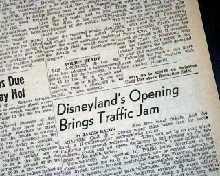 Disneyland Amusement Theme Park Anaheim California Opening Day 1955 Newspaper