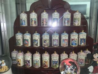 1995 Disney Lenox Spice Jars Set Of 24 With Wooden Display Rack
