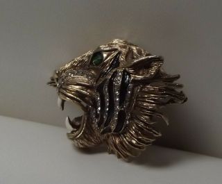 Vintage Hattie Carnegie Tiger Head Brooch/pin