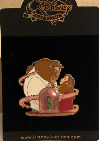 Rare Disney Belle And Beast With Rose Pin Le 500 Beauty & Beast