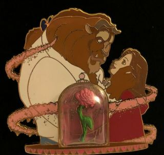 Rare Disney BELLE and BEAST with Rose Pin LE 500 Beauty & Beast 2