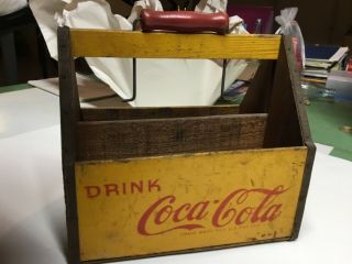 Vintage Coca Cola Yellow 6 Pack Wooden Bottle Carrier Drink Coca Cola