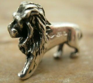 A Sweet Birmingham Hallmarked Sterling Silver Miniature Lion Statue Figure