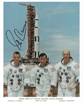 Gene Cernan,  Astronaut,  Last Man On Moon,  Signed 8 X 10 Nasa Photo Of Apollo 10