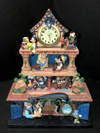 Rare Disney Pinocchio Story Of My Life Clock Musical Diorama Figurines - Htf -