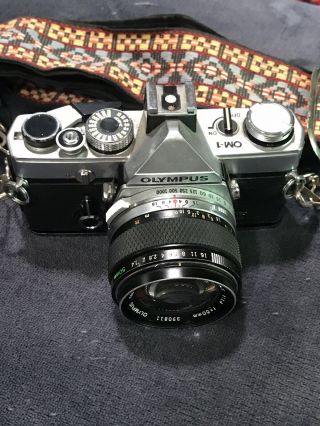 Olympus Om - 1 35mm Slr Film Camera With 50 Mm Zuiko Lens Japan W/ Vintage Strap