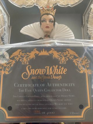 Disney Store Limited Edition Snow White Evil Queen 17” Doll 1696 Of 4000 3
