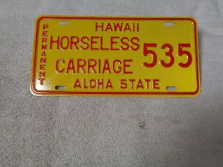 1990s Hawaii Horseless Carriage License Plate Aloha State 535