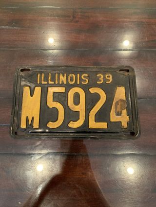 Vintage 1939 Illinois State Police License Plate Rare Plate