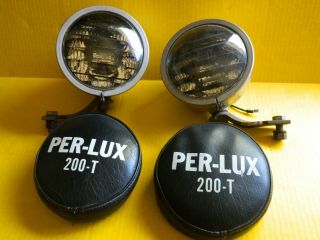 Vintage Per - Lux 200 - T Louvered Fog / Driving / Off Road Lights With Vinyl Covers