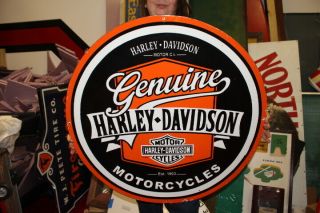 Large Harley Davidson Motorcycles Gas Oil 2side 30 " Porcelain Metal Sign