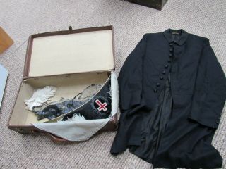 Early 1900’s Knights Of Pythias Tunic,  Fore And Aft Cap,  Suitcase For Storage