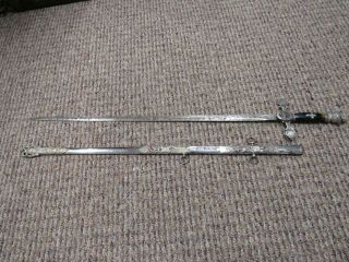 Early 1900’s Knights Of Pythias Sword.  Sword Has Engraved Blade But Wear To It