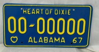 1967 Alabama Sample License Plate 00 - 00000