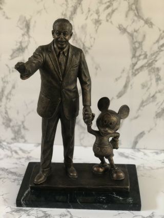 Rare Blaine Gibson Walt Disney & Mickey Mouse Cold Cast Bronze Partners Statue