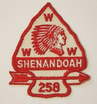 Vintage 1950s Oa Shenandoah Lodge 258 Patch,  Boy Scouts,  Order Of The Arrow