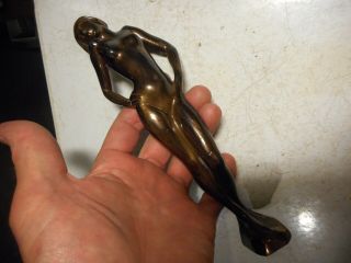 8 1/2 " Tall Vintage Bronze Art Deco Nude Lady Statue; Threaded Rod At Bottom