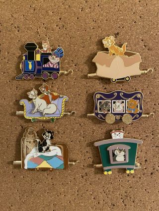 Dssh Dsf Disney Cat Train Car 6 Pin Set Le400 Figaro Cheshire Marie Dinah Oliver