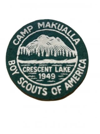 Boy Scout Camp Makualla 1949 Green Felt Patch Crescent Lake Oregon -