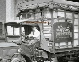1910s York City Liggett ' s Drug Delivery Truck Glass Photo Camera Negative 2 3