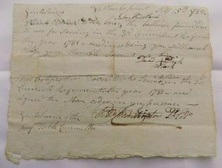 1782 Revolutionary War Colonel Ebenezer Huntington Autograph Document 3rd Conn.