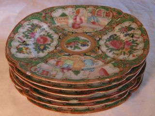 Set Of Six 6 1/2 " Antique Chinese Export Porcelain Famille Rose Medallion Plate