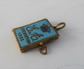 Antique Souvenir Miniature Photo Album Book Pendant 1902 Coronation King Edward