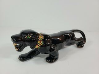 Vintage Large Black Panther Ceramic Figurine Art Deco Mid Century 13 "