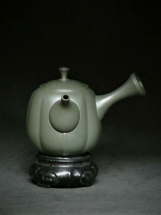 Antique Japanese Banko - Ware Tea Pot Unglazed Pottery Kyusu Sencha Artist Signed
