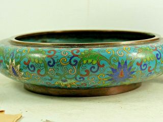 Old Chinese Cloisonne Bowl With Ming Style Character Marks Rare