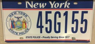 York State Police Patrol License Plate 45g155