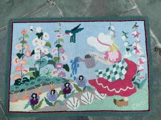 Htf Vintage 1998 Claire Murray Rug Hand Hooked 100 Wool Flower Garden