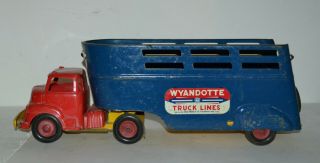 Vintage 1950 Wyandotte Truck Lines Pressed Steel Toy Truck & Trailer 23 "