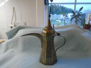 Antique Middle Eastern Brass Hexagonal Dallah Coffee/tea Pot Saudi Arabia